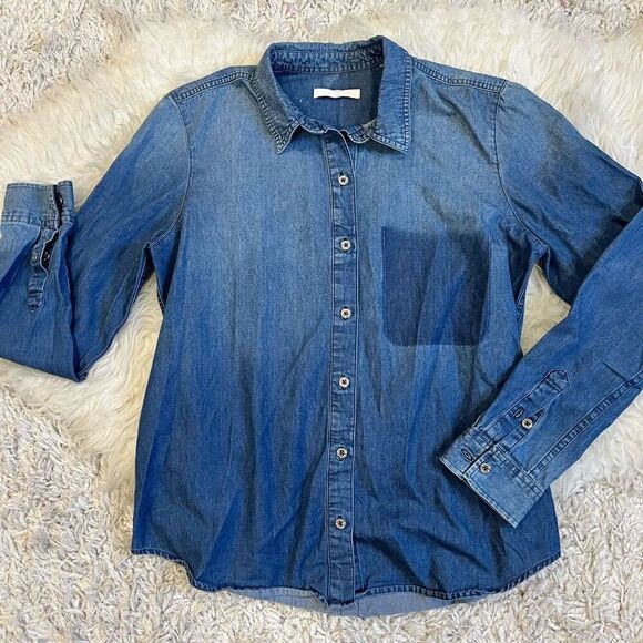 7 For All Mankind Tops - 7 for all mankind denim casual long sleeve shirt M